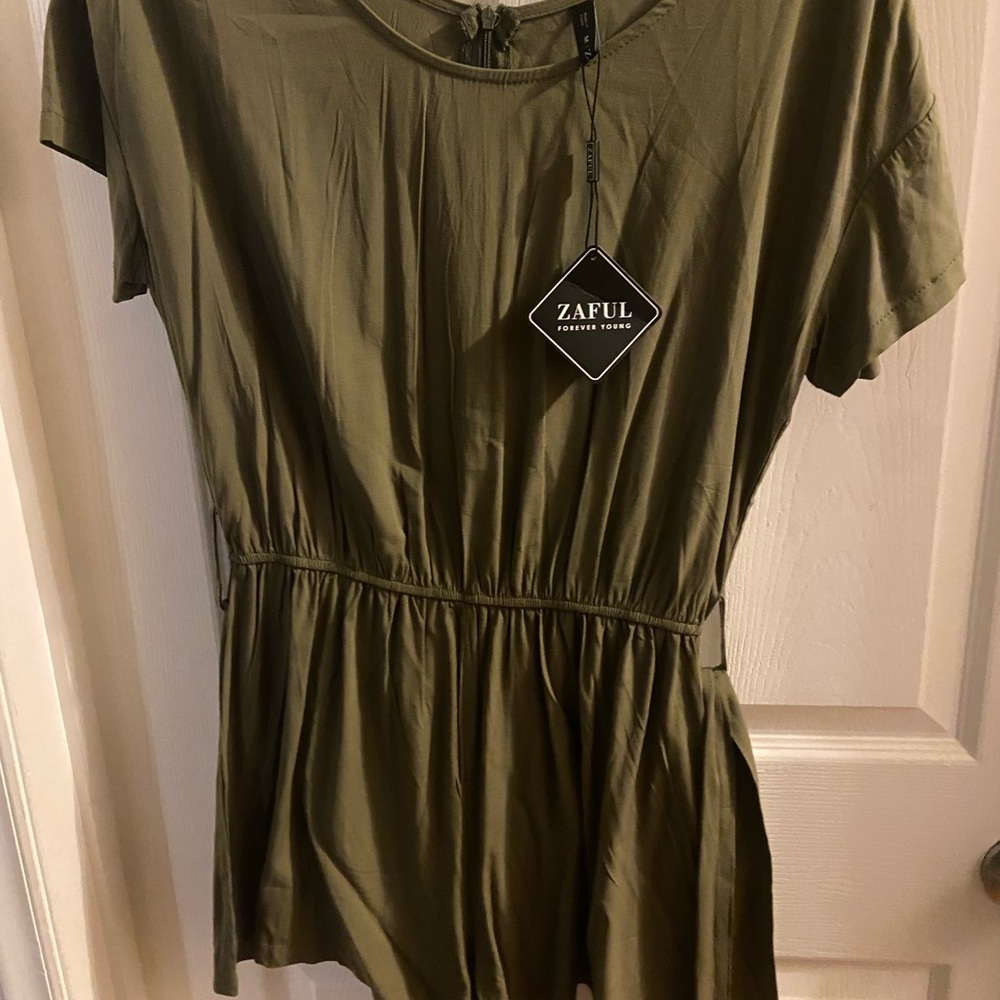 Zaful Khaki Green Blouse for Women